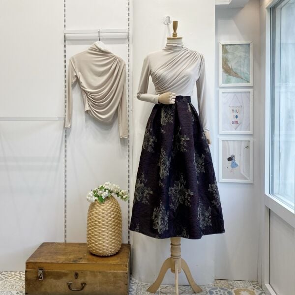 Mürdüm Etnik Desenli Bohem Kapitone Etek