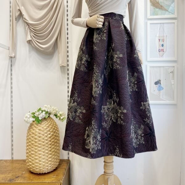 Mürdüm Etnik Desenli Bohem Kapitone Etek