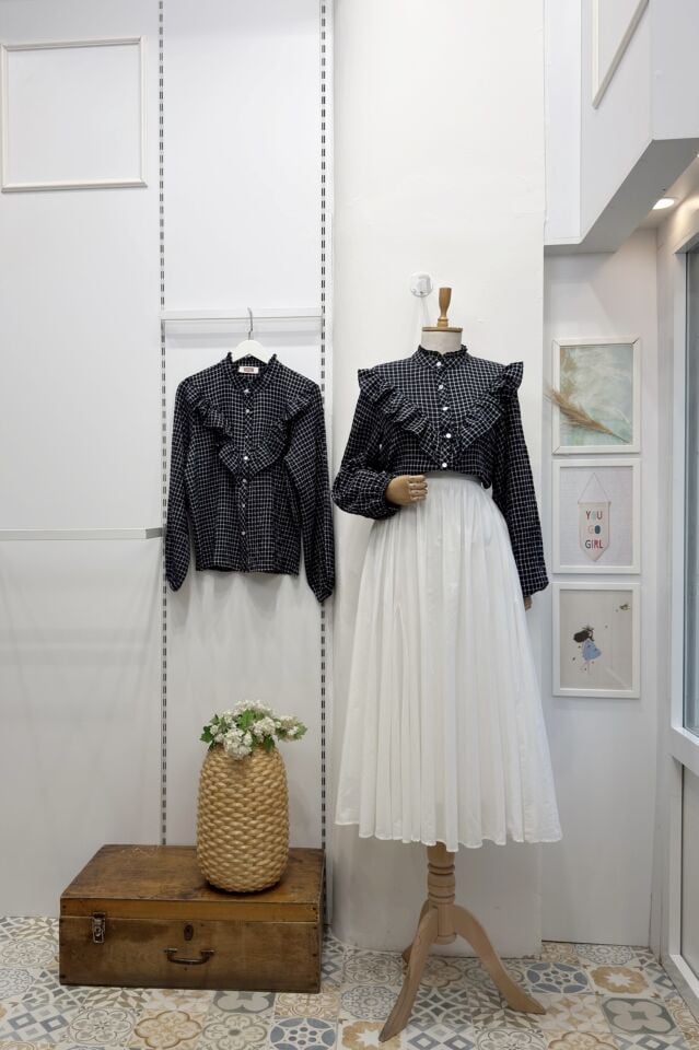 Beyaz Vual Keten Harmione Etek