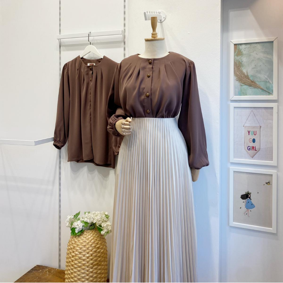 Omuzdan Pileli Kahverengi Jesica Gömlek