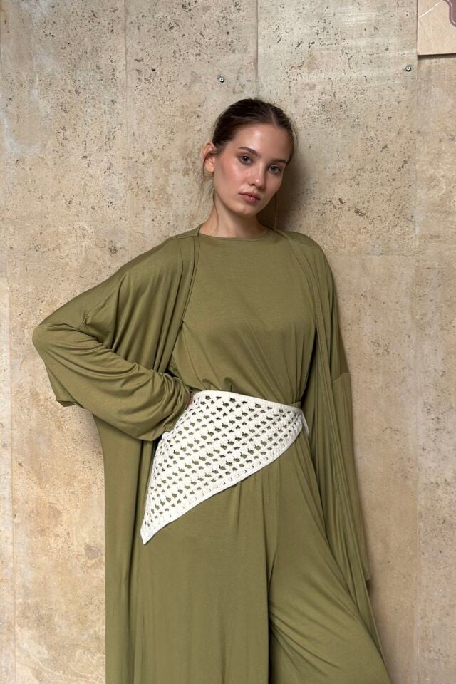 Yağ Yeşili Üçlü Cozy Takım