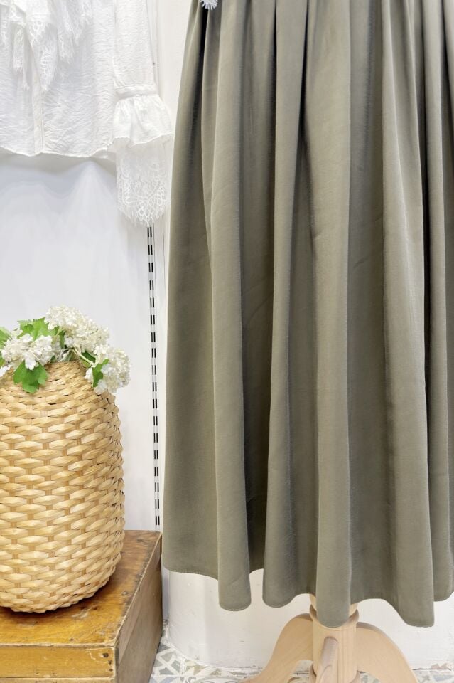 Haki Yeşili Piliseli Alice Etek