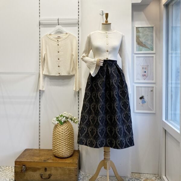 Kahverengi Etnik Desenli Kapitone Etek