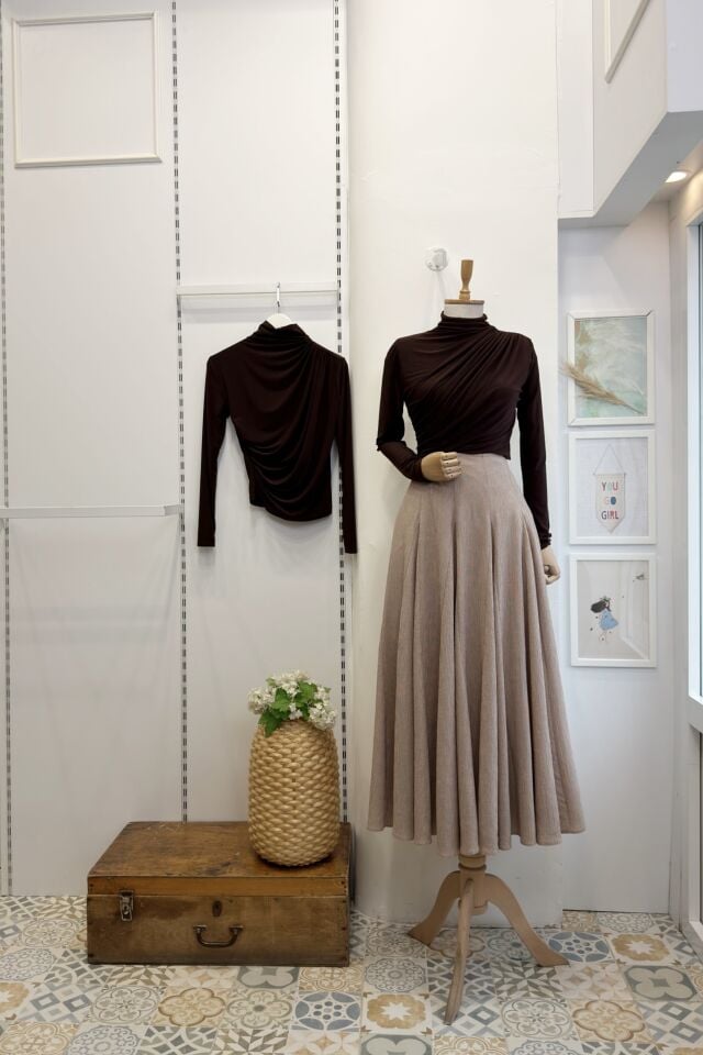 Kahverengi Jarse Bluz