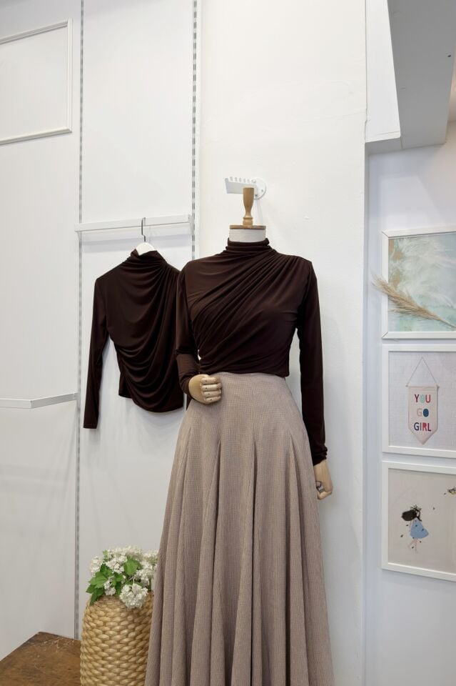 Kahverengi Jarse Bluz