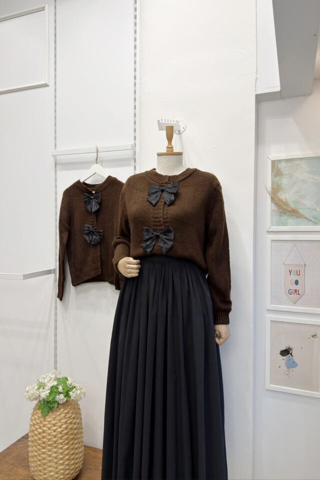 Kahverengi Kurdele Detaylı Morwen Hırka