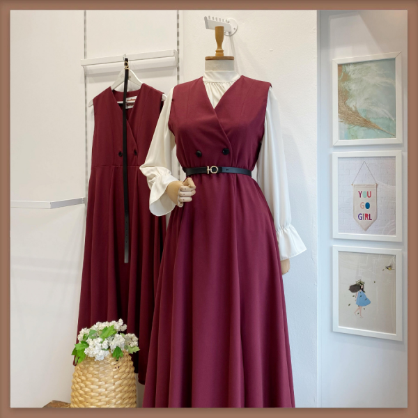 Bordo Kemerli Suit Jile