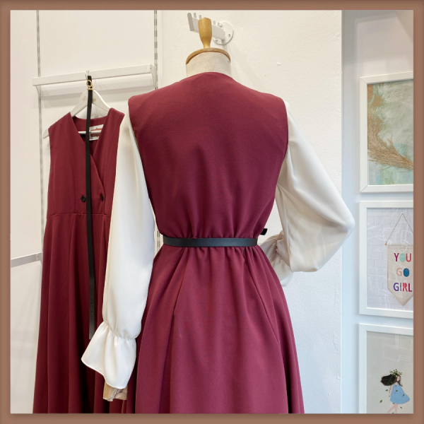 Bordo Kemerli Suit Jile