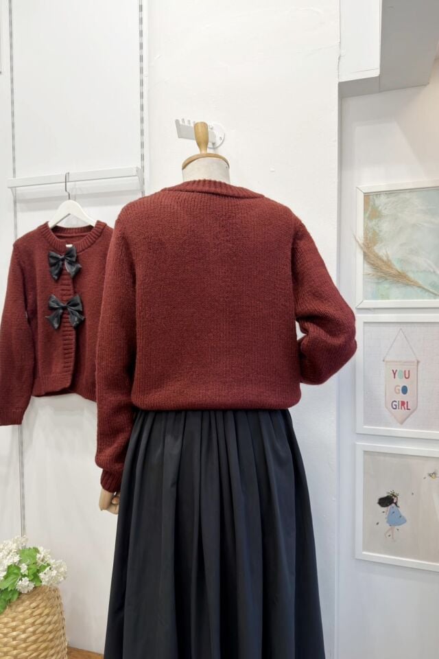 Bordo Kurdele Detaylı Morwen Hırka