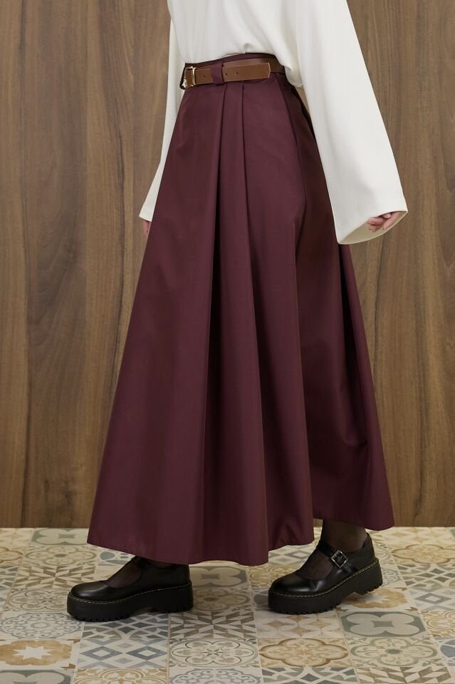 Bordo Kemerli Arain Etek