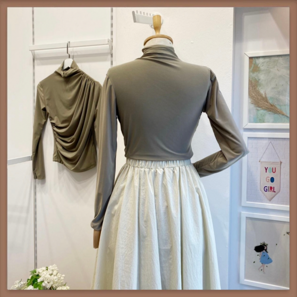 Haki Yeşili Jarse Bluz