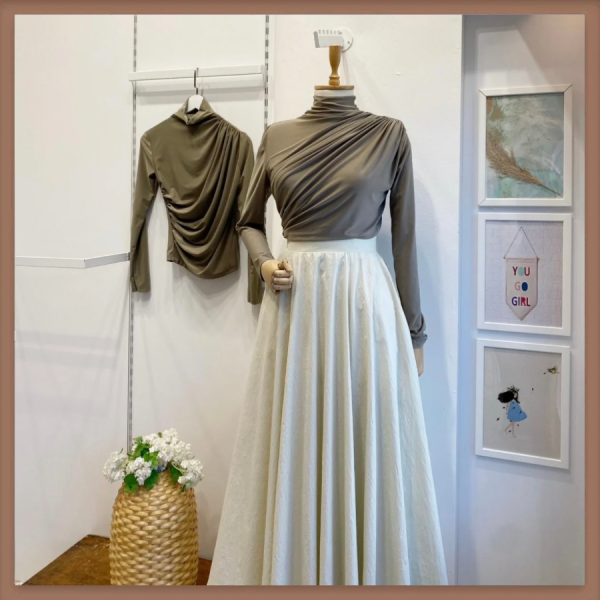 Haki Yeşili Jarse Bluz