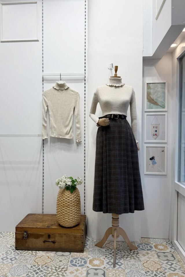 Acı Kahve Ekose Desenli Arain Etek