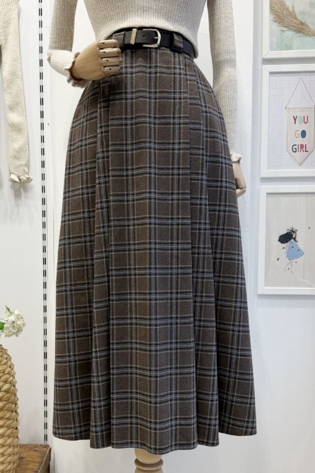 Acı Kahve Ekose Desenli Arain Etek