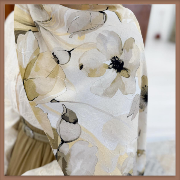 Yağ yeşili Flowers Desenli Şal