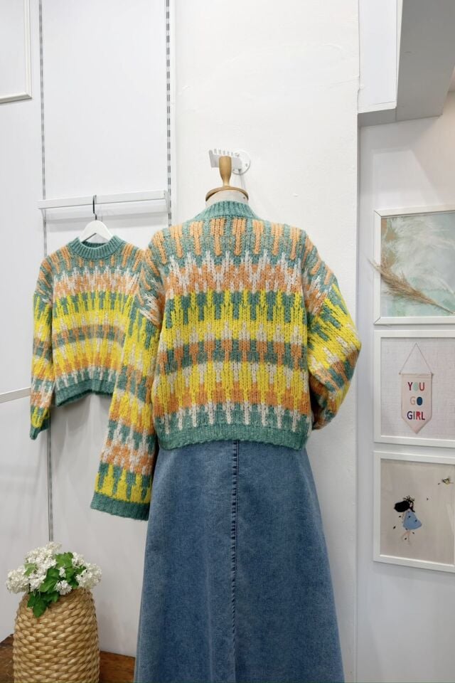 Yeşil Alaca Desenli Sable Kazak