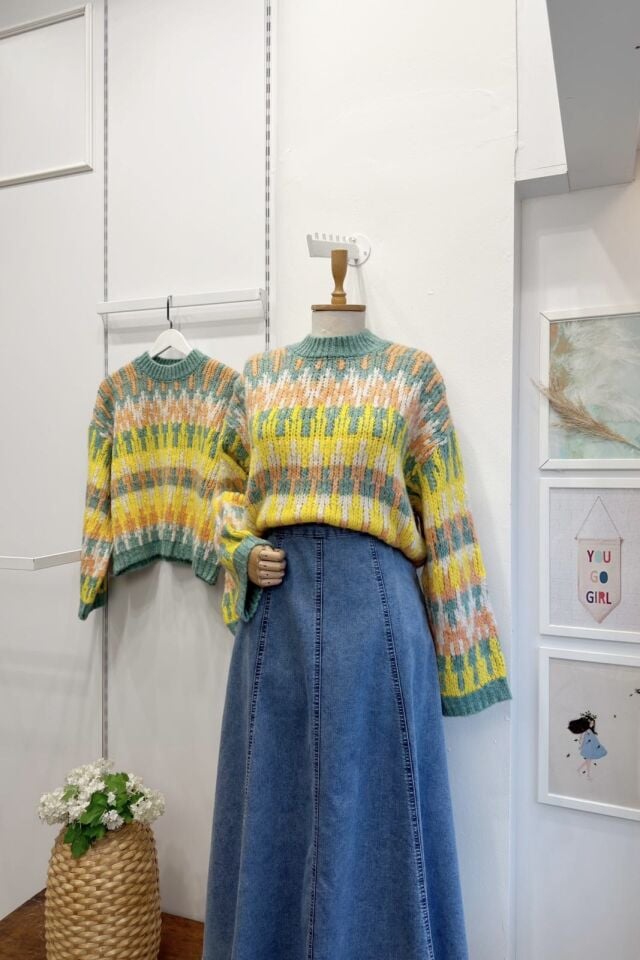 Yeşil Alaca Desenli Sable Kazak