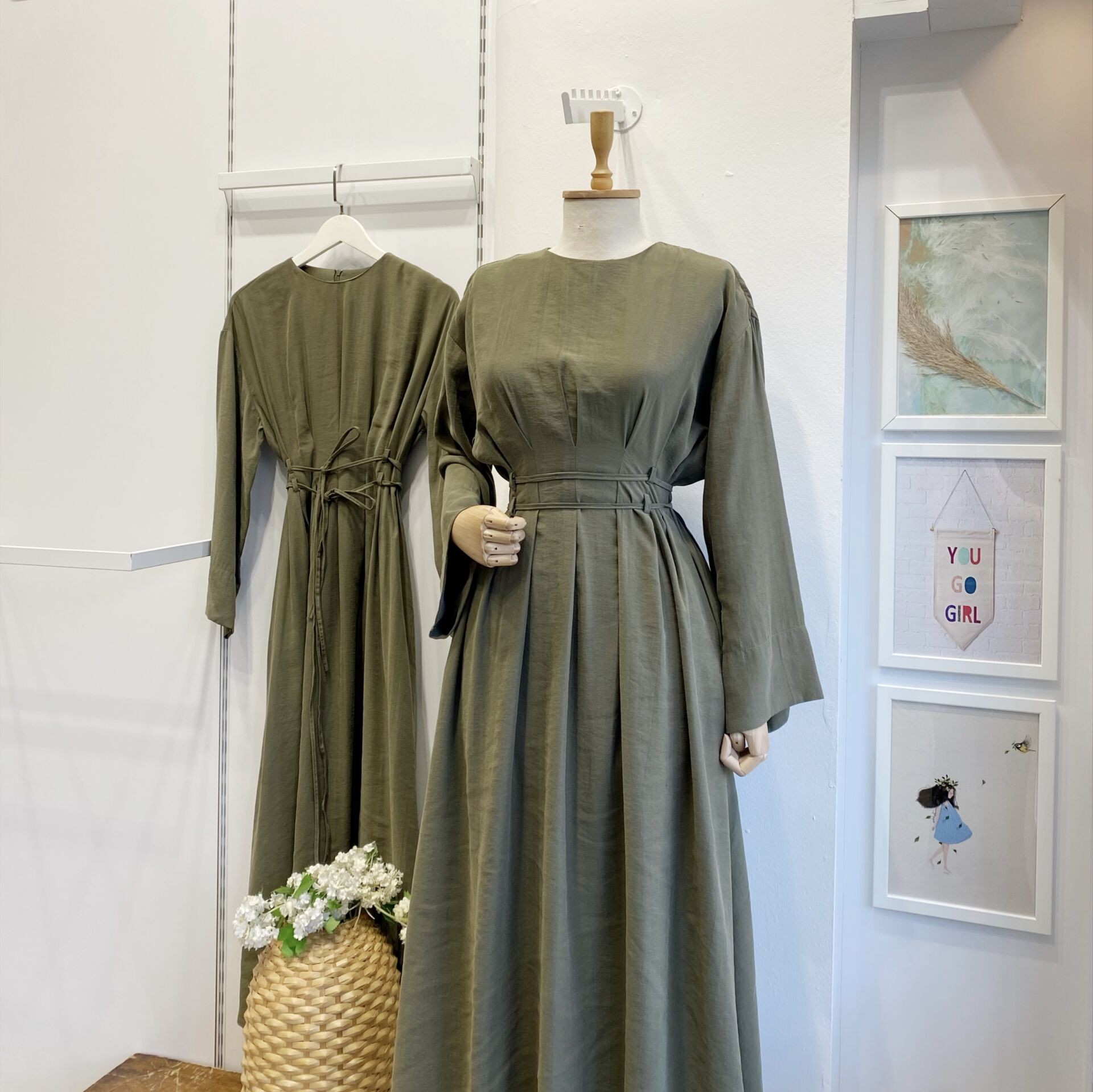 Bel Detaylı Çağla Yeşili Alize Elbise