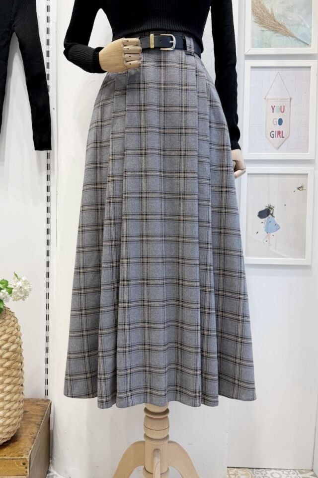 Gri Ekose Desenli Arain Etek