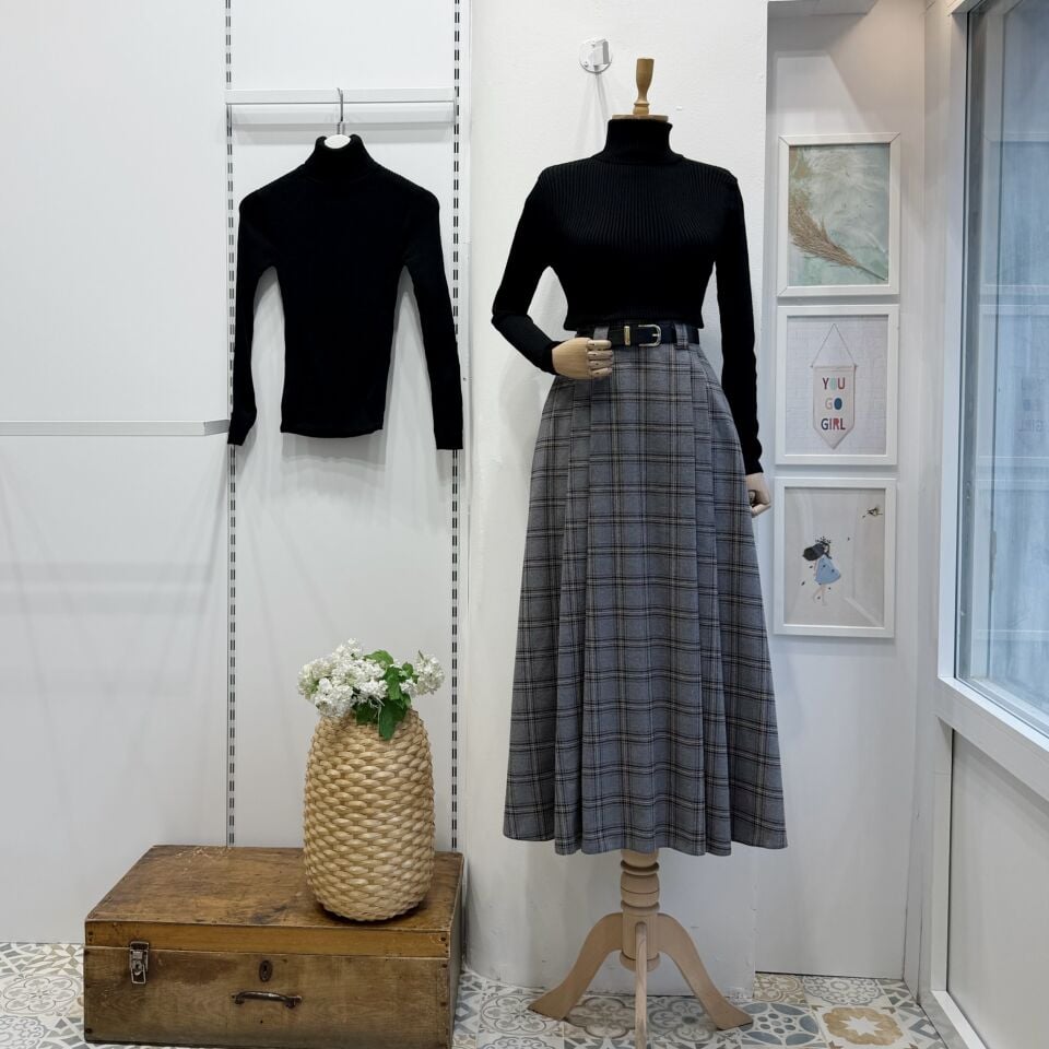 Gri Ekose Desenli Arain Etek