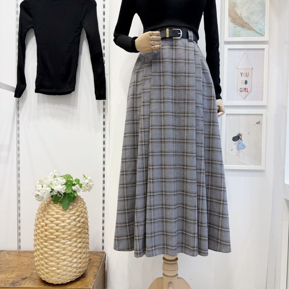 Gri Ekose Desenli Arain Etek