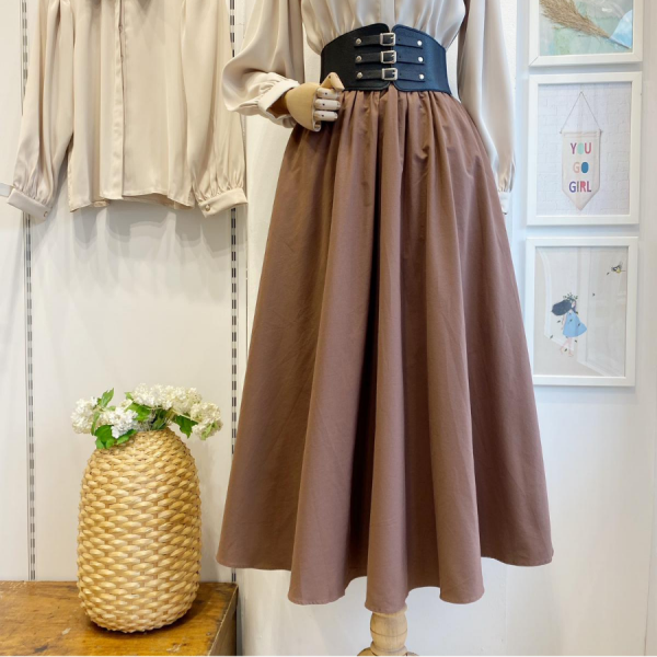 Korse Kemerli Kahverengi Victoria Etek