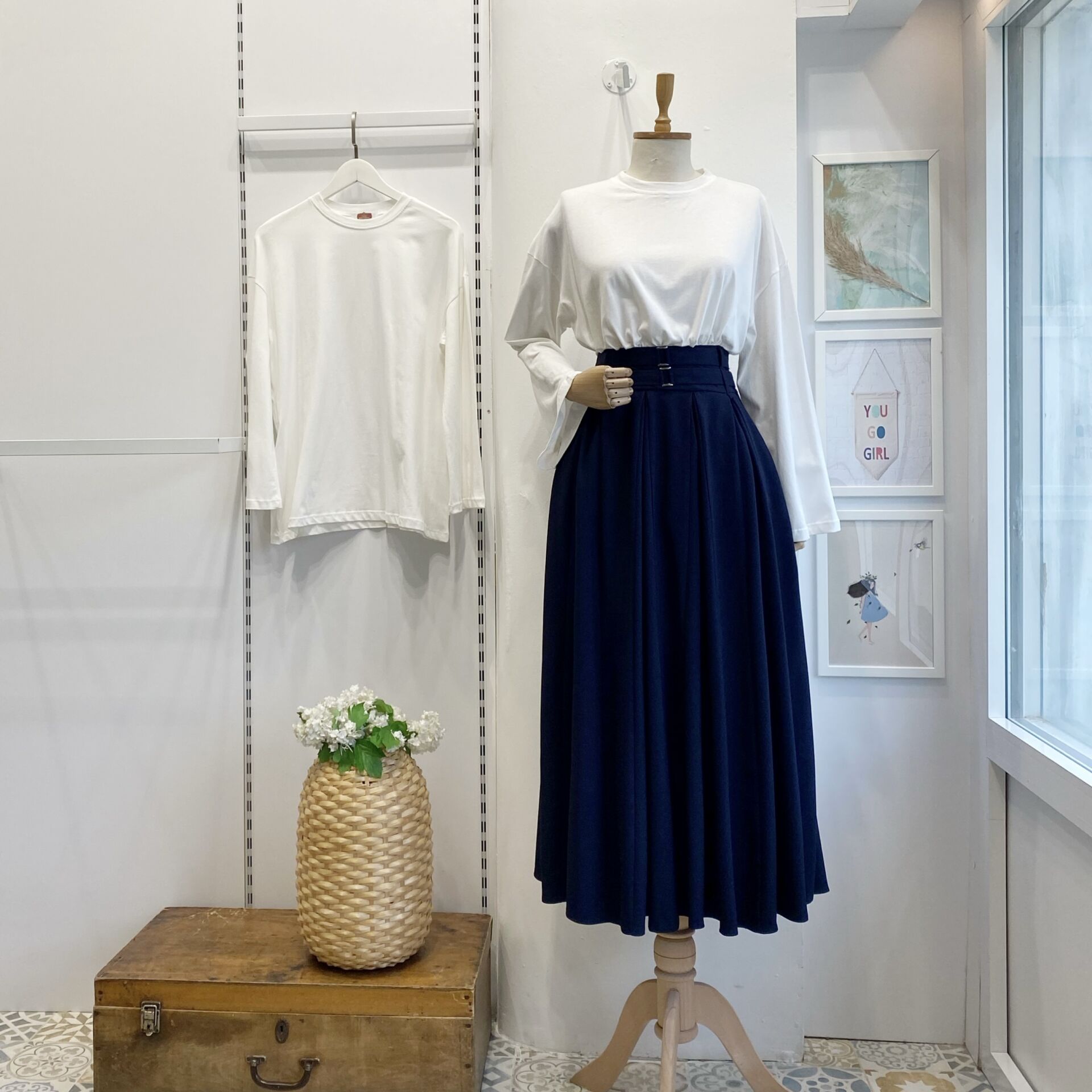 Lacivert Kemer Detaylı Viskon Etek