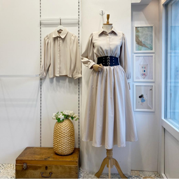 Korse Kemerli Krem Victoria Etek