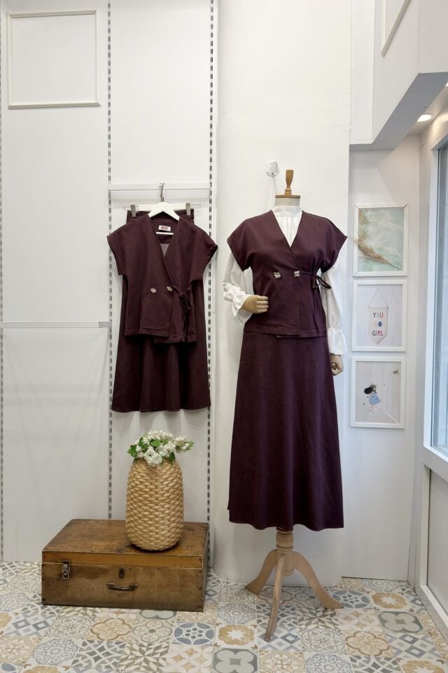 Bordo Anvelop Yelekli Takım