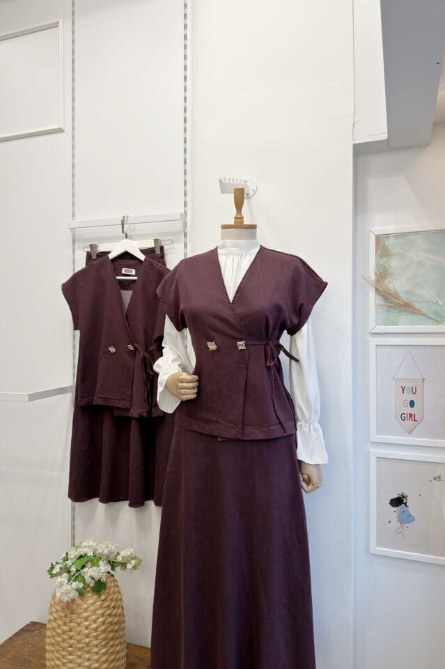 Bordo Anvelop Yelekli Takım