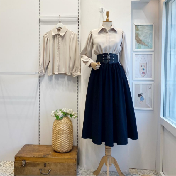 Korse Kemerli Siyah Victoria Etek