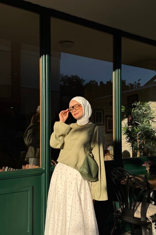 Faya Girls x Çağla Yeşili Forme Keten Bluz
