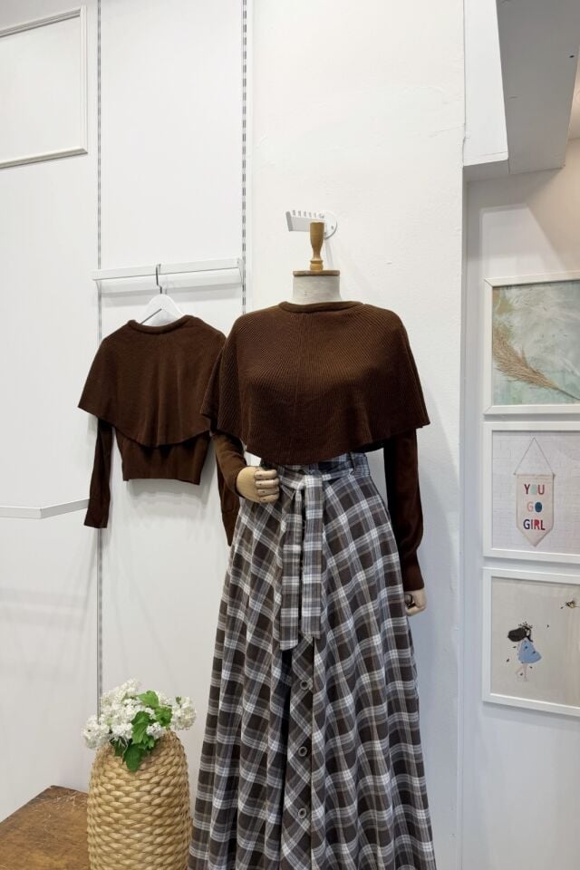 Kahverengi Ridea Pelerinli Kazak