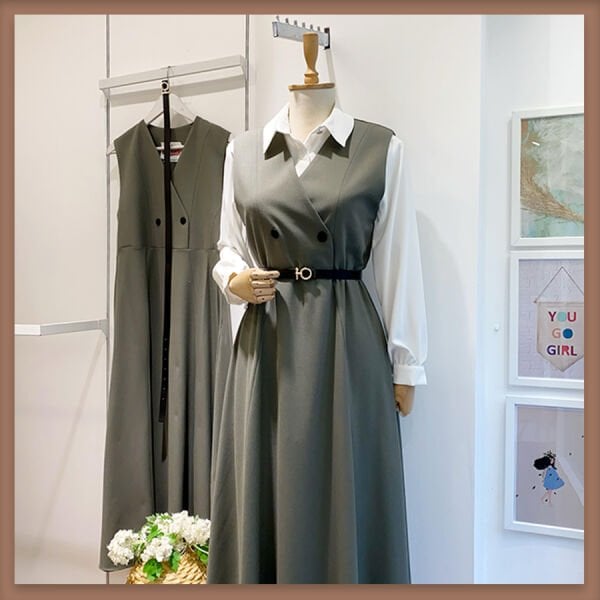 Kemerli Haki Yeşili Suit Jile