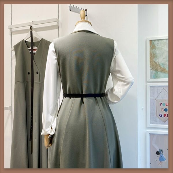 Kemerli Haki Yeşili Suit Jile