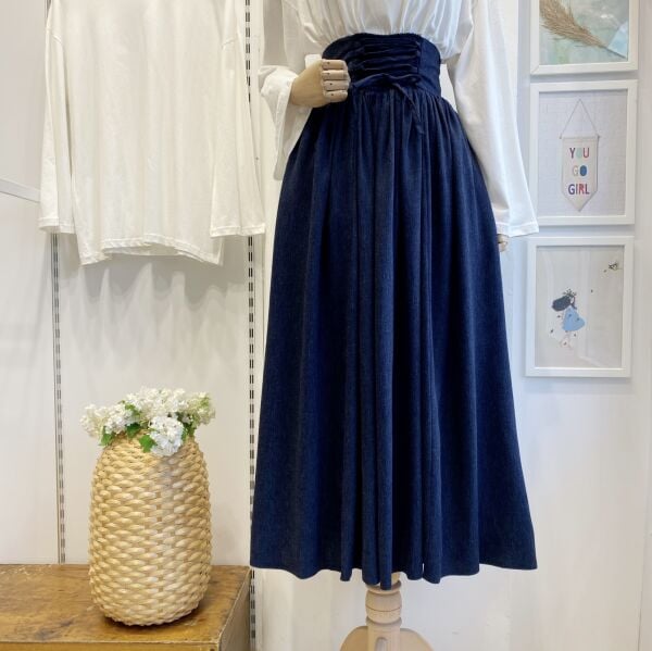 Lacivert Yün Efekt Karian Etek