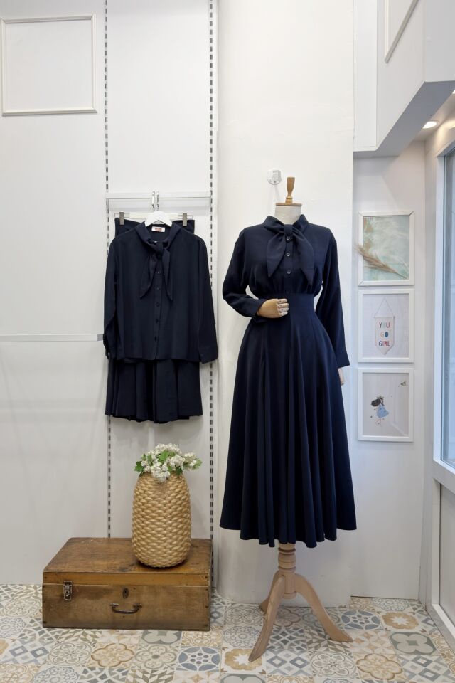 Lacivert Cheryl Modal Kumaş Takım