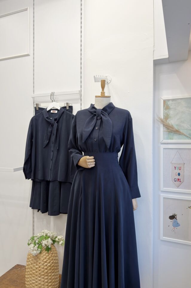 Lacivert Cheryl Modal Kumaş Takım