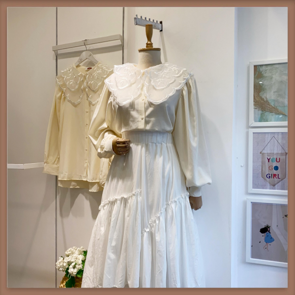Beyaz Geniş Yakalı Butteryellow Tunik