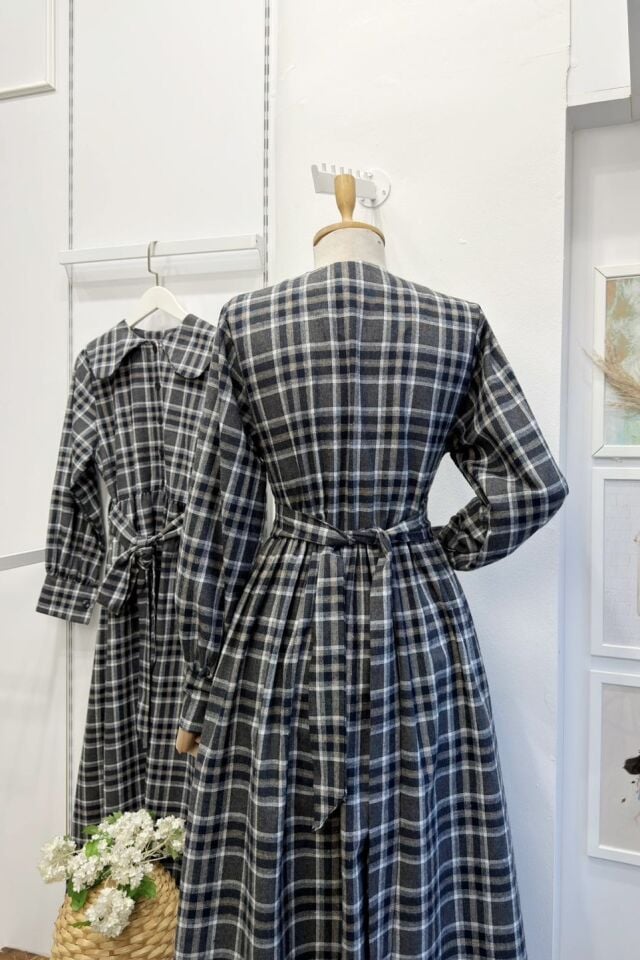 Antrasit Ekoseli Adeline Elbise