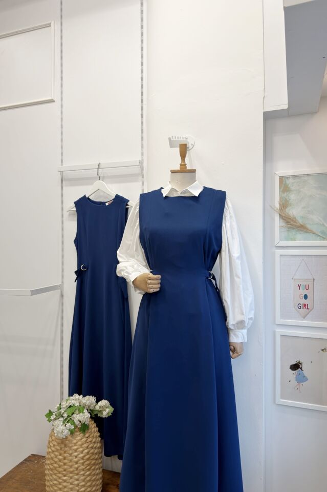 Gece Mavisi Bel Detaylı Lisse Jile