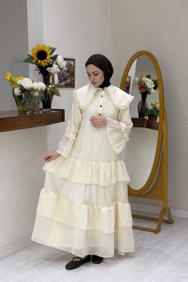 Butteryellow  Noirel Şifon Kat Kat Elbise