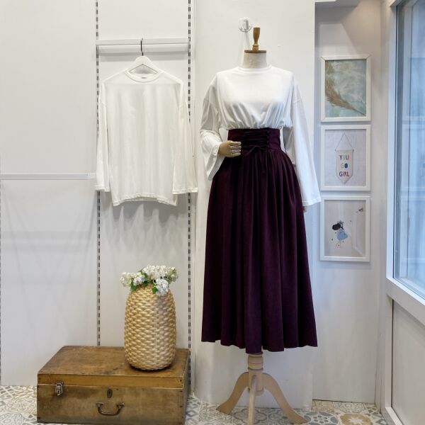 Bordo Yün Efekt Karian Etek