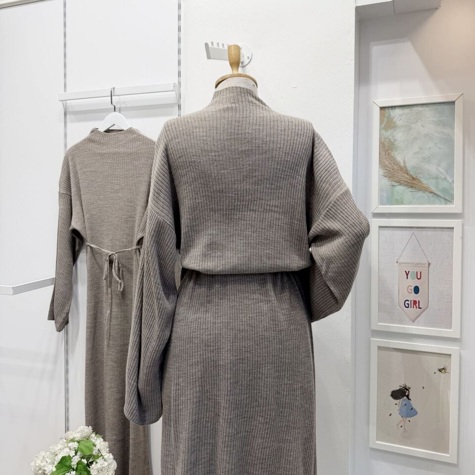 Koyu Vizon Basic Triko Elbise