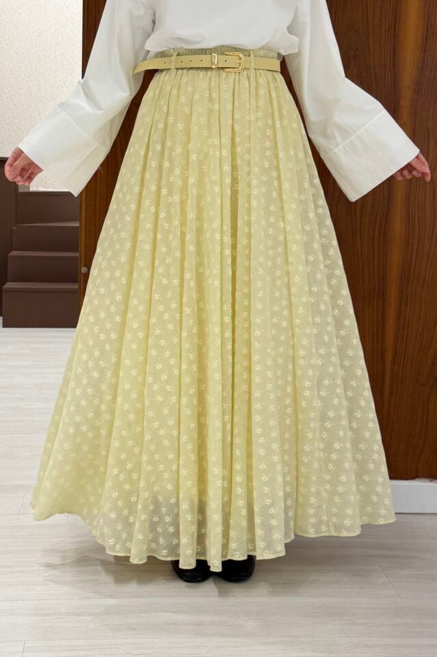 Sarı Çiçek Desenli Rossa Etek