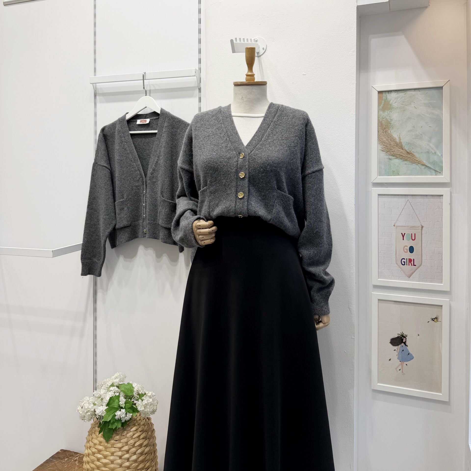 Antrasit Kese Cepli Yün Triko Hırka