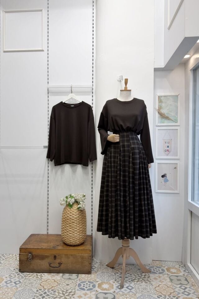 Yeşil Çizgili Ekoseli Melodie Etek