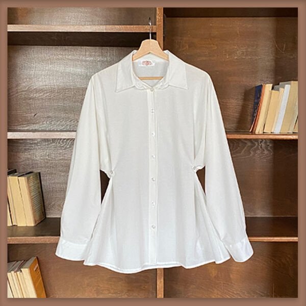 Beyaz düğme detaylı poplin tunik