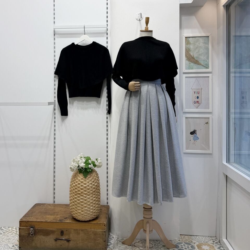 Açık Gri Kaşe Demain Etek