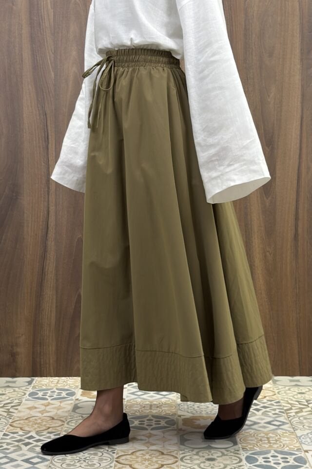 Ihlamur Yeşili Beli Lastikli Zeran Etek